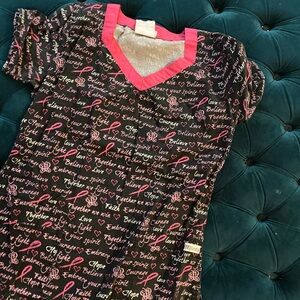 Hope breast cancer awareness scrub top